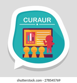 Speaker at business workshop flat icon with long shadow,eps10