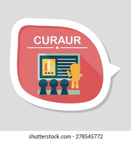 Speaker at business workshop flat icon with long shadow,eps10