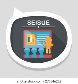 Speaker at business workshop flat icon with long shadow,eps10