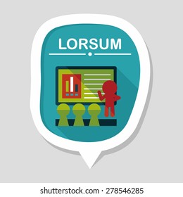Speaker at business workshop flat icon with long shadow,eps10