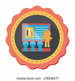 Speaker at business workshop flat icon with long shadow,eps10