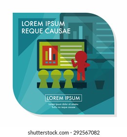 Speaker at business workshop flat icon with long shadow,eps10