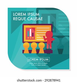 Speaker at business workshop flat icon with long shadow,eps10