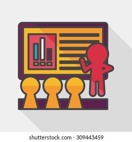 Speaker at business workshop flat icon with long shadow,eps10
