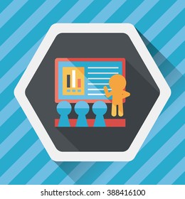 Speaker at business workshop flat icon with long shadow,eps10