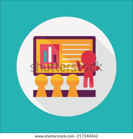 Speaker at business workshop flat icon with long shadow,eps10