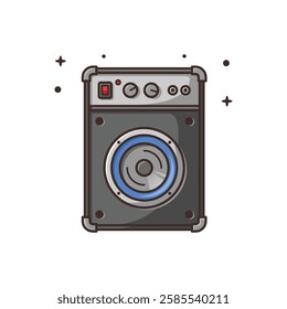 Speaker Cartoon Vector Illustration - Isolated on a White Background.