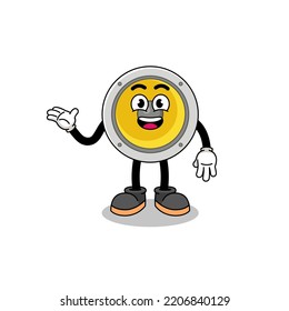 speaker cartoon with welcome pose , character design