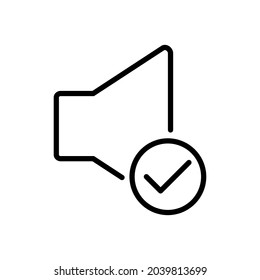 speaker check line icon vector design, editable stroke line icon