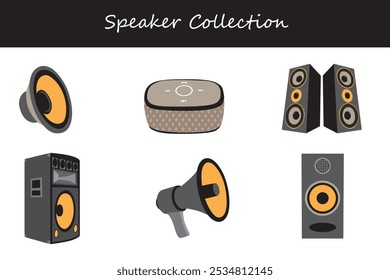 speaker collection in different poses. Vector illustration.