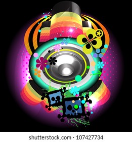 speaker colorful composition isolated on black