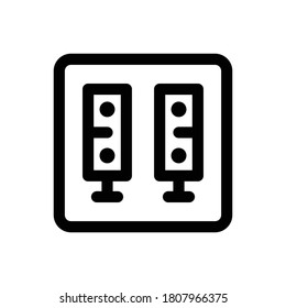 Vector de contorno de icono del altavoz (PC y hardware). aislado en fondo blanco