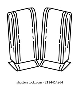 Speaker Computer Part of Electronic for Office Device Hand Drawn Icon Set Vector.