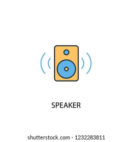 speaker concept 2 colored line icon. Simple yellow and blue element illustration. speaker concept outline symbol design from Music set