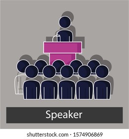 Speaker concept. Creative idea design. Flat vector illustration for template, web page, brochure, presentation. 