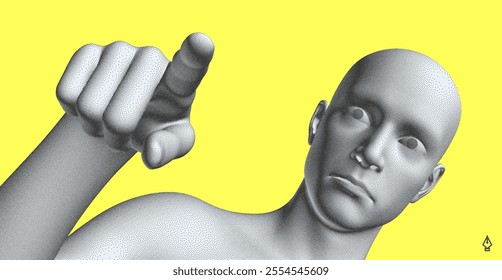 Speaker. The concept of debate, election, discovery, exploration and learning. Human body in steeple style. 3D illustration for brochure, cover, card, presentation, flyer, etc.