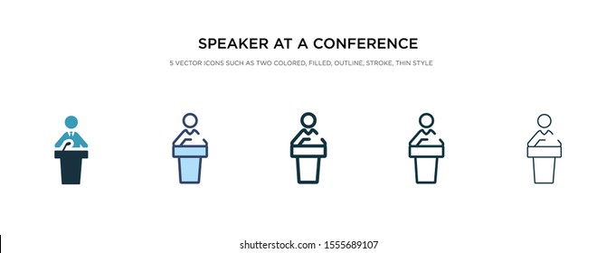 speaker at a conference icon in different style vector illustration. two colored and black speaker at a conference vector icons designed in filled, outline, line and stroke style can be used for