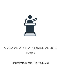 Speaker at a conference icon vector. Trendy flat speaker at a conference icon from people collection isolated on white background. Vector illustration can be used for web and mobile graphic design, 