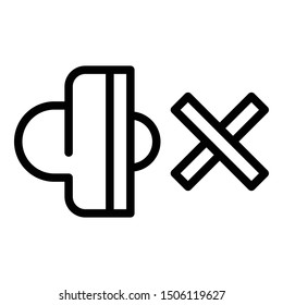 Speaker and cross icon. Outline speaker and cross vector icon for web design isolated on white background