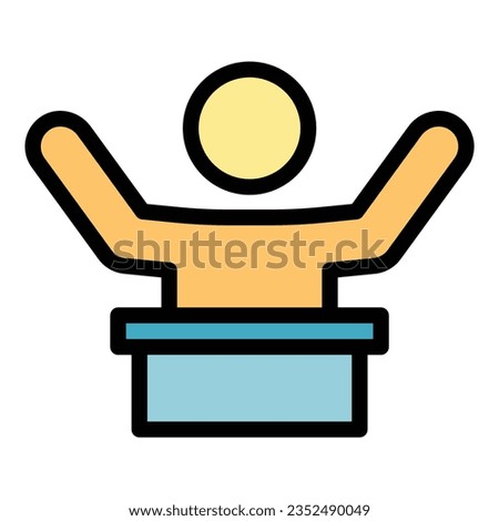Speaker debate icon outline vector. Speach public. Oratory speech color flat