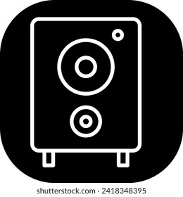 Speaker device icon with black filled line outline style. speaker, speech, business, public, conference, presentation, volume. Vector Illustration