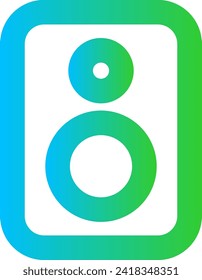 Speaker devices icon with blue and green gradient outline style. speaker, speech, business, public, conference, presentation, volume. Vector Illustration
