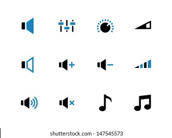 Speaker duotone icons. Volume control. Vector illustration.