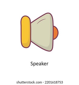 Ilustración de diseño de iconos de esquema rellenado por altavoces. Símbolo de control de medios sobre archivo EPS 10 de fondo blanco