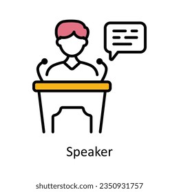 Ilustración de diseño de iconos de esquema rellenados por altavoces. Símbolo de administración de productos en el archivo EPS 10 de fondo blanco