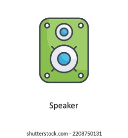Ilustración de diseño del icono del vector de contorno relleno del altavoz en fondo blanco. Archivo EPS 10