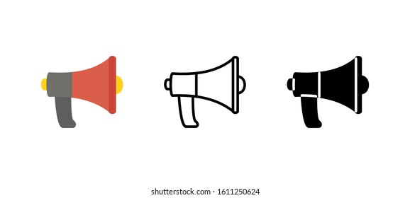 Speaker firefighter icon. Service flat, silhouette, line vector illustration on white background