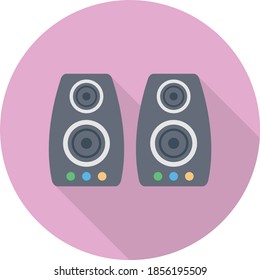 speaker flat circle with shadow icon