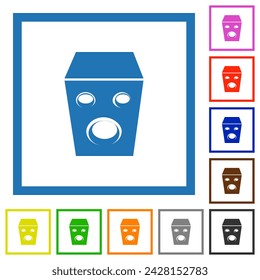 Speaker flat color icons in square frames on white background