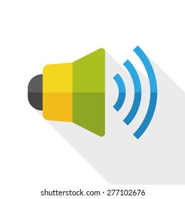 Speaker flat icon with long shadow