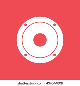 Speaker Flat Icon On Red Background