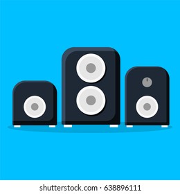 Speaker Flat icon, vector illustration for website, application, brochure, poster and banner, template icon flat. Blue Background