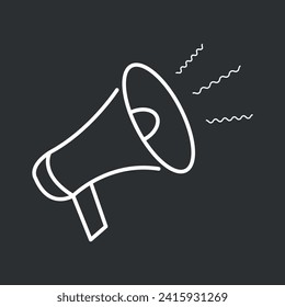 Speaker flat icon in white stroke isolated on gray background.