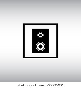 Speaker flat vector icon. Speaker isolated vector sign. Sound settings square button.