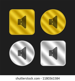 Speaker gold and silver metallic coin logo icon design