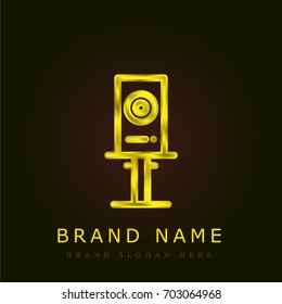Speaker golden metallic logo
