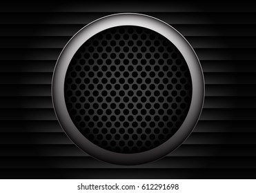 Speaker gray circle mesh on shutters dark design background texture vector illustration.