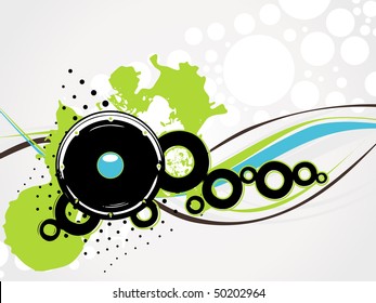 Speaker with grunge wave line background, vector illustration