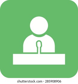 Speaker, guest, lecture, speech icon vector image. Can also be used for education, academics and science. Suitable for use on web apps, mobile apps, and print media.