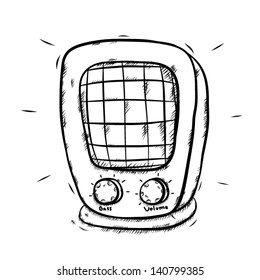 speaker / hand drawn vector and illustration, black and white image, isolated on white background.