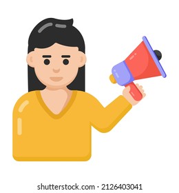 Altavoz en mano, icono plano del anuncio 

