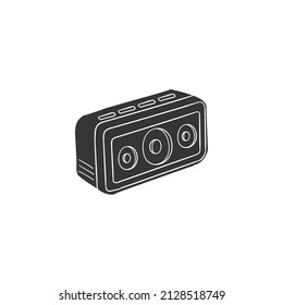 Speaker Hand Icon Silhouette Illustration. Portable Audio Music Vector Graphic Pictogram Symbol Clip Art. Doodle Sketch Black Sign.