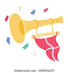 Speaker in hand for promotion, flat icon