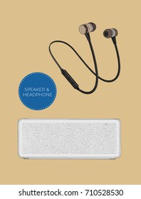 speaker and Headphones vector set music technology accessory studio sound design collection 