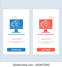 Speaker, High Volume, Loudspeaker, Speaker, Voice  Blue and Red Download and Buy Now web Widget Card Template