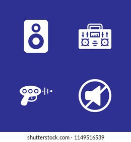 speaker icon. 4 speaker vectors with mute, loudspeaker, blaster and radio icons for web and mobile app